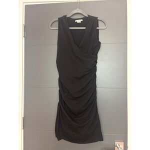 Boden Black Sleeveless Wrap Dress Ruched Bodycon Cocktail Party‎ US 8 UK 12
